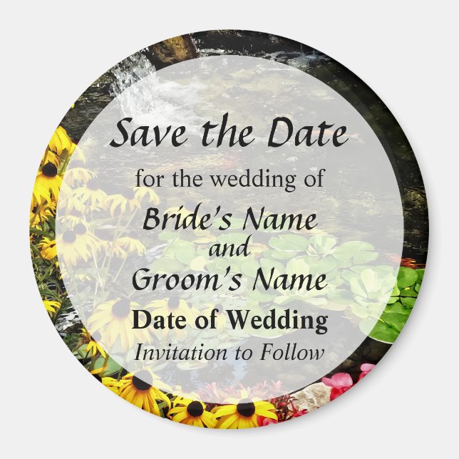 Black-Eyed Susans By Koi Pond Save the Date Magnet (Front)