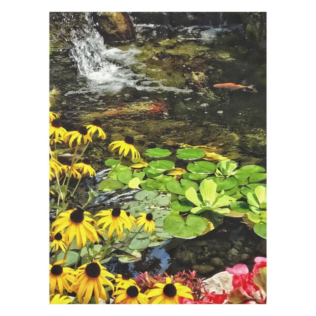 Black-Eyed Susans By Koi Pond Tablecloth (Front)