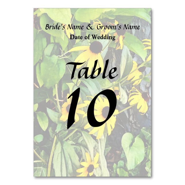Black Eyed Susans By Stone Wall Table Number (Front)