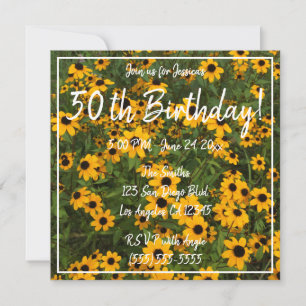 Black-eyed Susans Floral Photo 50th Birthday Invitation