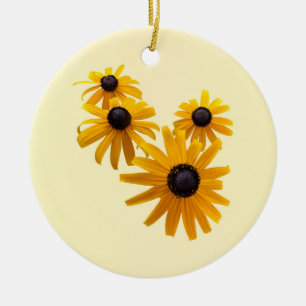 Black Eyed Susans Heart Ceramic Tree Decoration