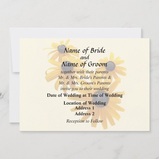 Black Eyed Susans Heart Invitation (Front)