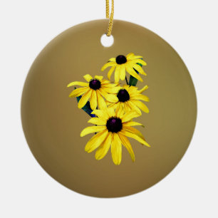 Black-Eyed Susans in a Row Ceramic Tree Decoration