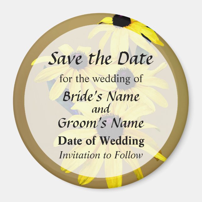 Black-Eyed Susans in a Row Save the Date Magnet (Front)
