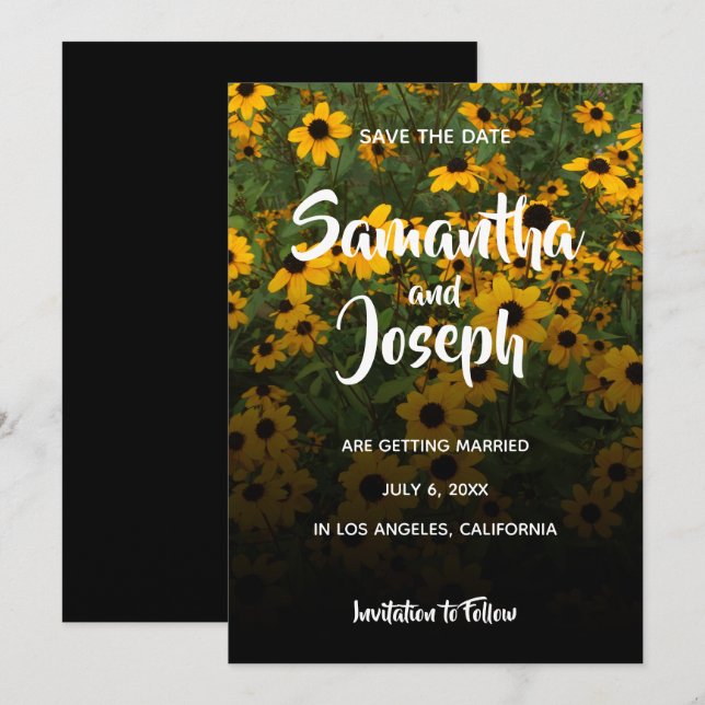Black Eyed Susans Ombre Save the Date Invitation (Front/Back)