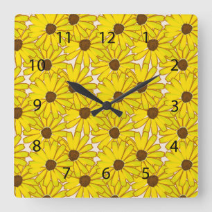 Black Eyed Susan's Square Wall Clock
