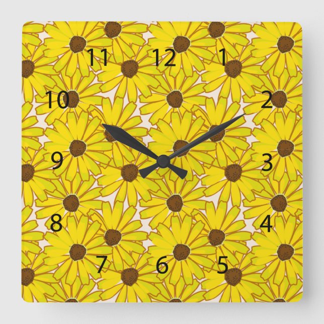 Black Eyed Susan's Square Wall Clock (Front)