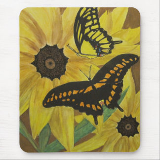 black eyed susan's with butterflys-watercolor mouse mat