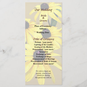 Black Eyed Susansin a Row Wedding Program Programme