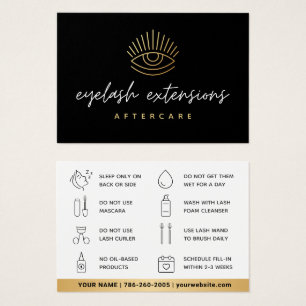 Black Eyelash Extensions Lash Aftercare Card