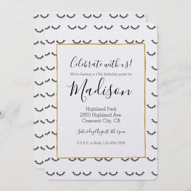 Black Eyelashes Invitation (Front/Back)