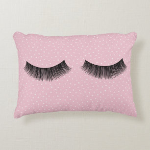 Black Eyelashes On Polka Dots Decorative Cushion