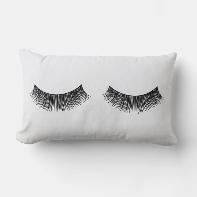 Black Eyelashes On White  Lumbar Cushion (Front)