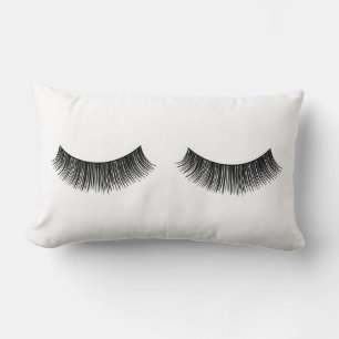 Black Eyelashes On White Lumbar Cushion