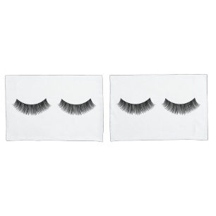 Black Eyelashes On White  Pillowcase