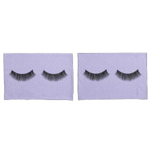 Black Eyelashes On White Pin Dots Pillowcase