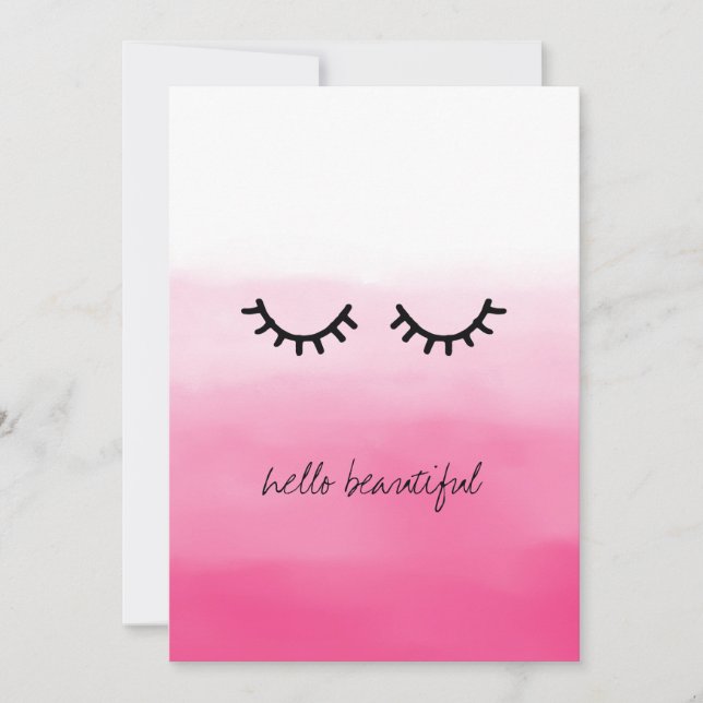 Black Eyelashes Pink Ombre Card (Front)