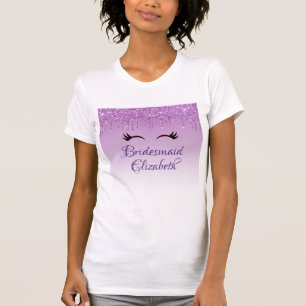 Black Eyelashes & Purple Glitter Bridesmaid T-Shirt