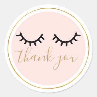 Black Eyelashes Thank you Classic Round Sticker