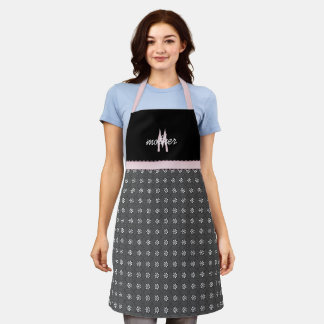 Black Eyelet with Pink Monogram Apron