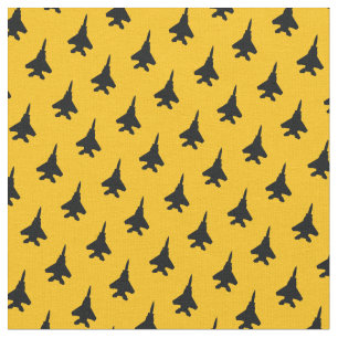 Black F-15 on Yellow 1 Inch Pattern Fabric