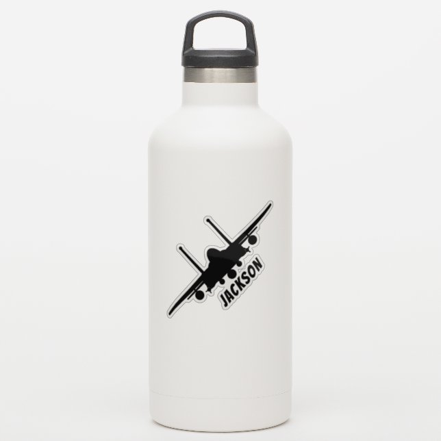 Black F-15E Strike Eagle Front Silhouette Name (Waterbottle)