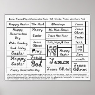 Black Fabric Font Easter tags captions for crafts Poster