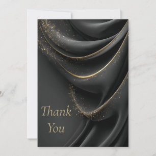 Black Fabric Shimmering Gold Thank You Card