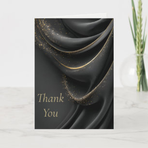 Black Fabric Shimmering Gold Thank You Card