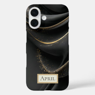 Black Fabric with Shimmering Gold  iPhone 16 Case