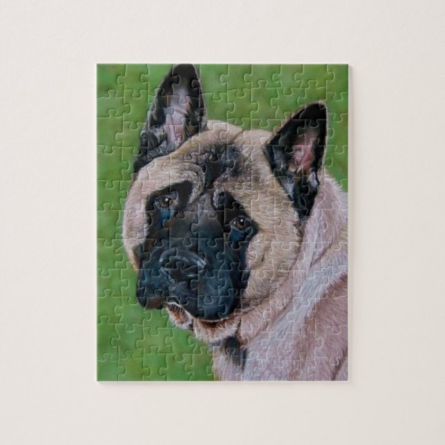 black faced akita cute dog portrait art jigsaw puzzle (Vertical)