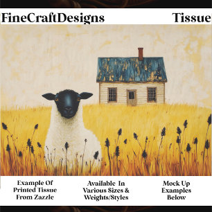 Black Faced Sheep & Cottage, Rustic FP8L Decoupage Tissue Paper