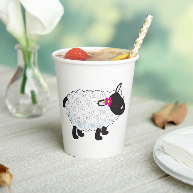 Black Faced Sheep With White Wool Paper Cups (Insitu)
