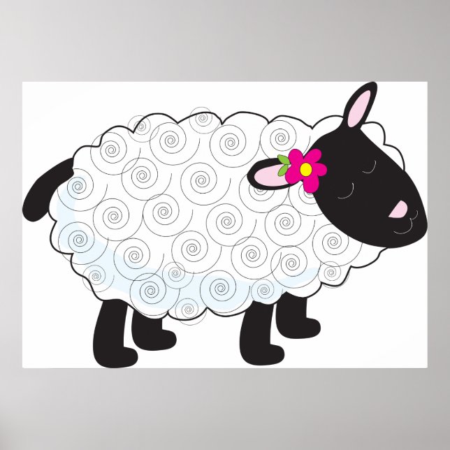 Black Faced Sheep With White Wool Poster (Front)