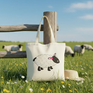 Black Faced Sheep With White Wool Tote Bag
