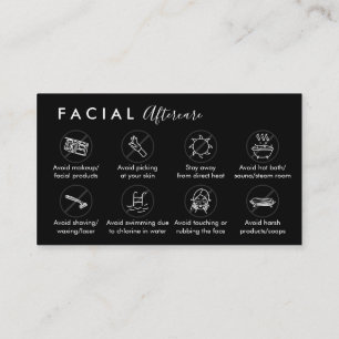 Black Facial Aftercare Advices Post Instruction Business Card