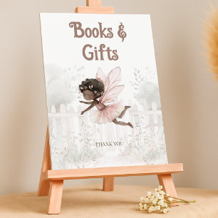 Black Fairy Baby Shower Books for Baby Table Sign