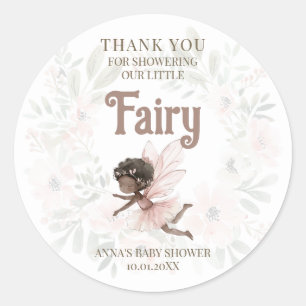 Black Fairy Baby Shower Thank You Classic Round Sticker