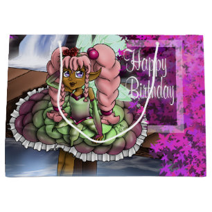 Black Fairy Birthday Large Gift Bag