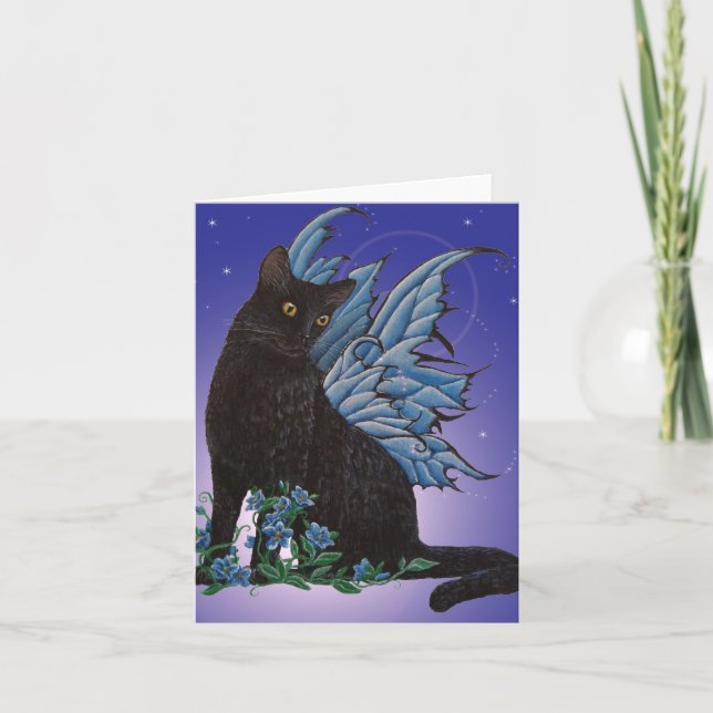 Black Fairy Cat Card (Front)