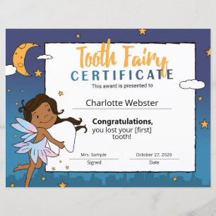 Black Fairy Clip Art First Lost Tooth Certificate