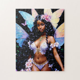 Black Fairy Girl At Night Puzzle
