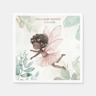 Black Fairy Girl Baby Shower Napkin