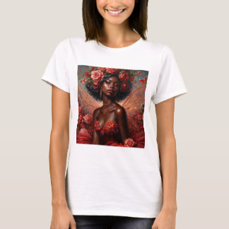 Black Fairy Girl With Roses T-Shirt