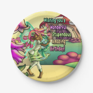 Black Fairy Lovely Birthday Paper Plate