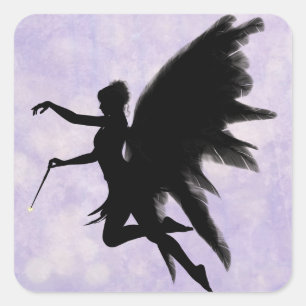 Black Fairy, Purple Background Sticker