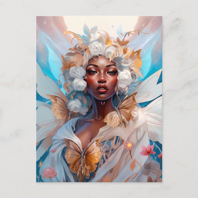 Black Fairy Queen Fantasy Art Postcard (Front)