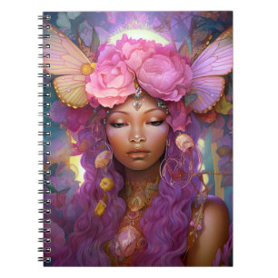 Black Fairy Queen Pink Purple Fantasy Art Notebook