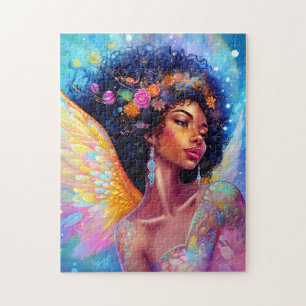 Black Fairy Queen Red Gold Fairy Fantasy Art Jigsaw Puzzle