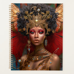 Black Fairy Queen Red Gold Fairy Fantasy Art Planner